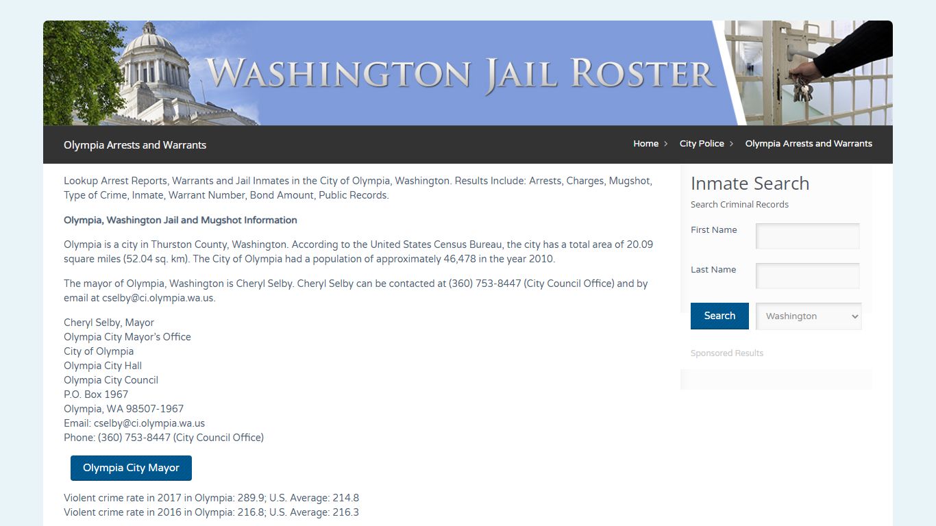 Olympia Arrests and Warrants | Jail Roster Search